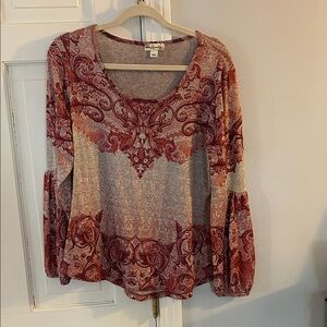 Red and Gray Paisley Blouse